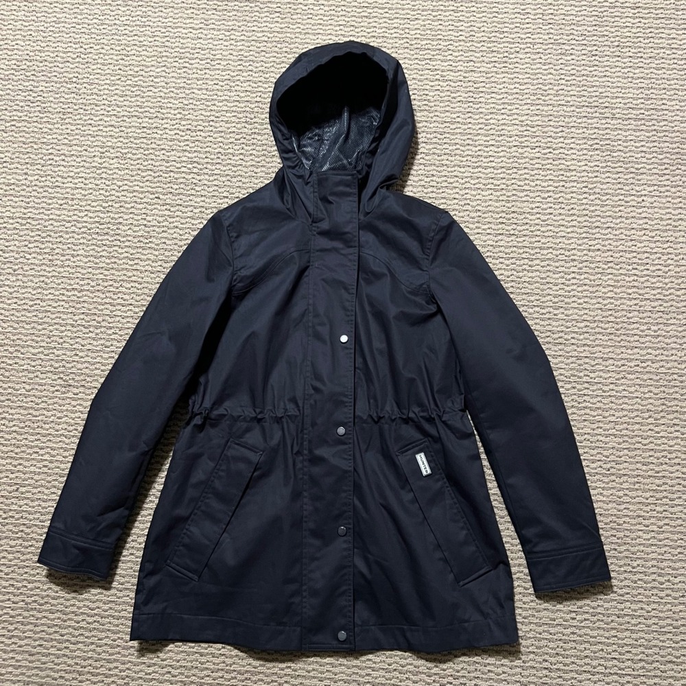 Hunter Womens Black Cotton Coat Hooded Rain Jacket Size S - Picture 8 of 12